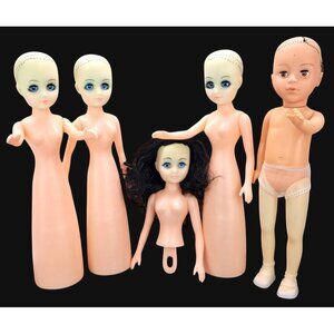 Vintage Creepy Dolls Haunted Terror Sisters Sleepy Eyes Lot Of 5 Cone DIY Craft